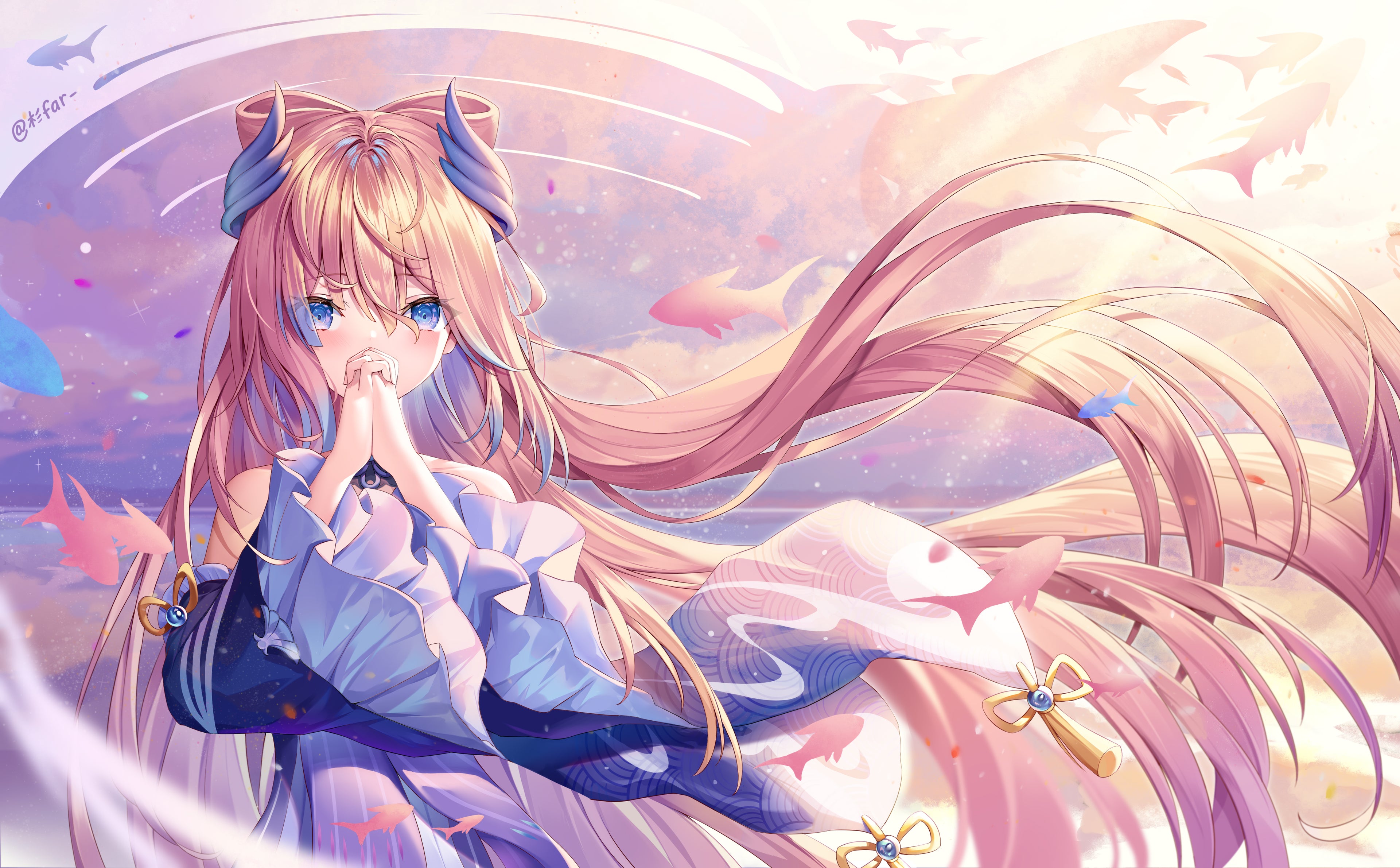 Celestial Anime Prayer Girl Poster – Soft Fantasy Aesthetic Wall Art