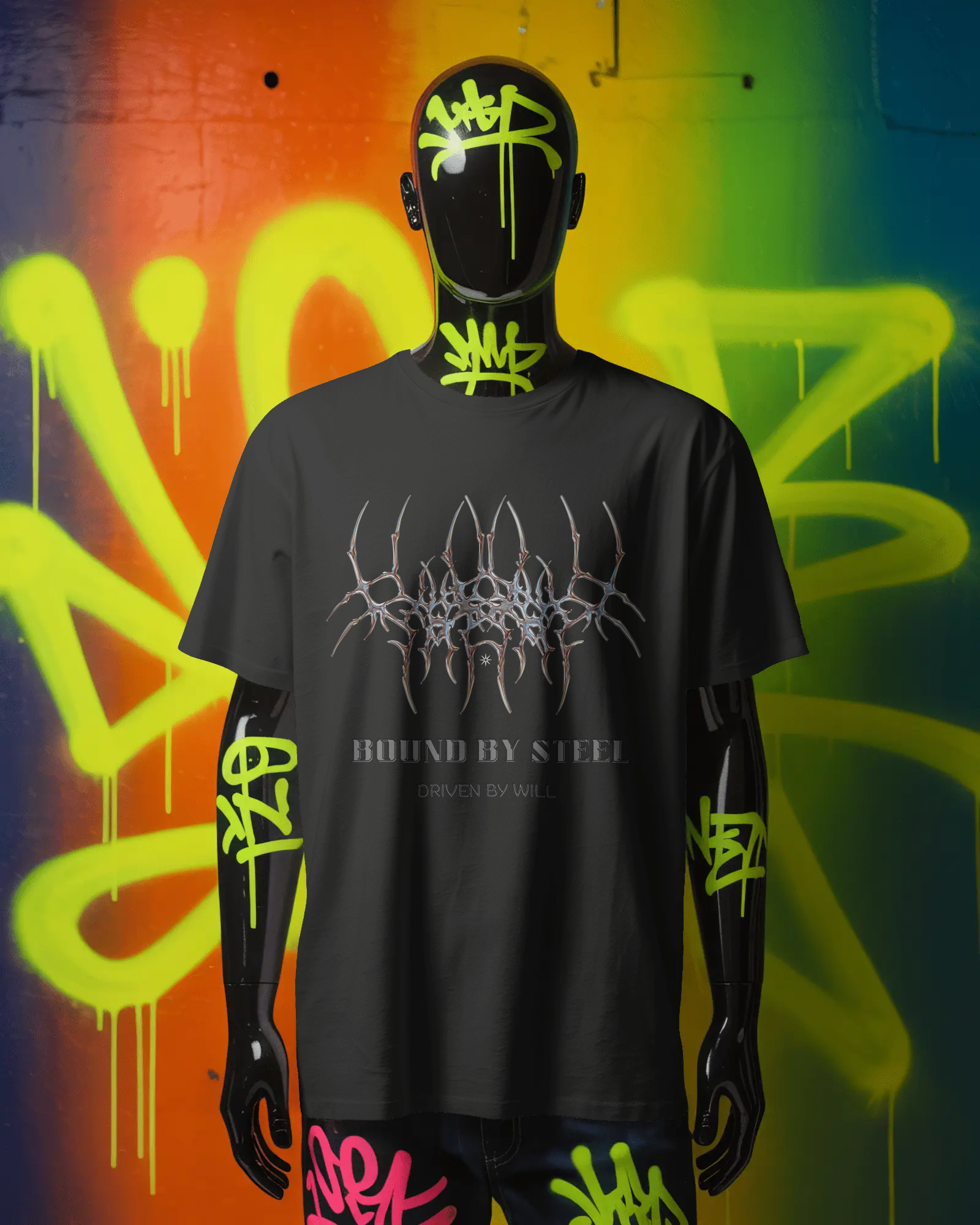 Bound By Steel T-Shirt – Dark Metal Graphic Streetwear Tee