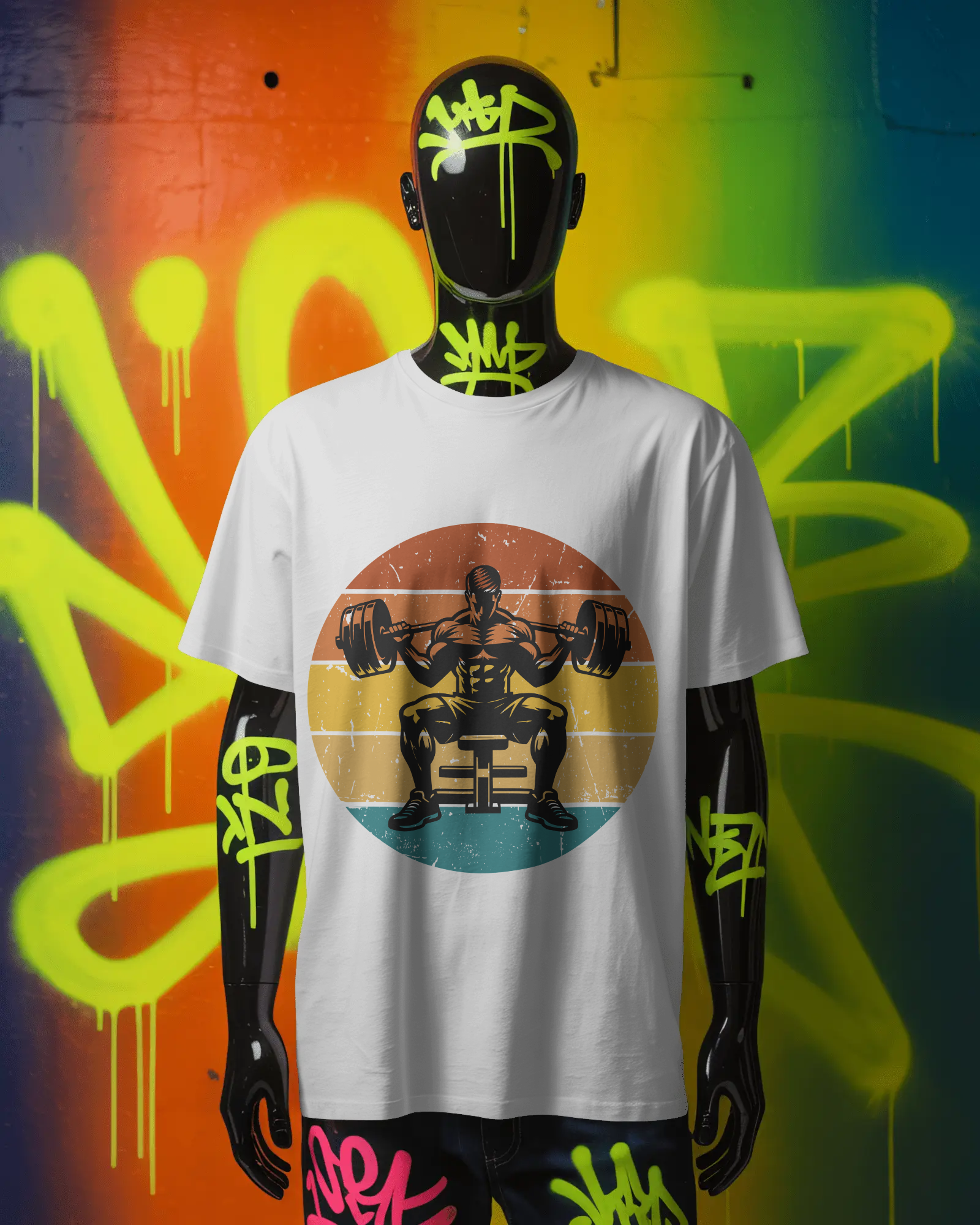 Vintage Gym Workout Graphic T-Shirt – Retro Barbell Fitness Tee