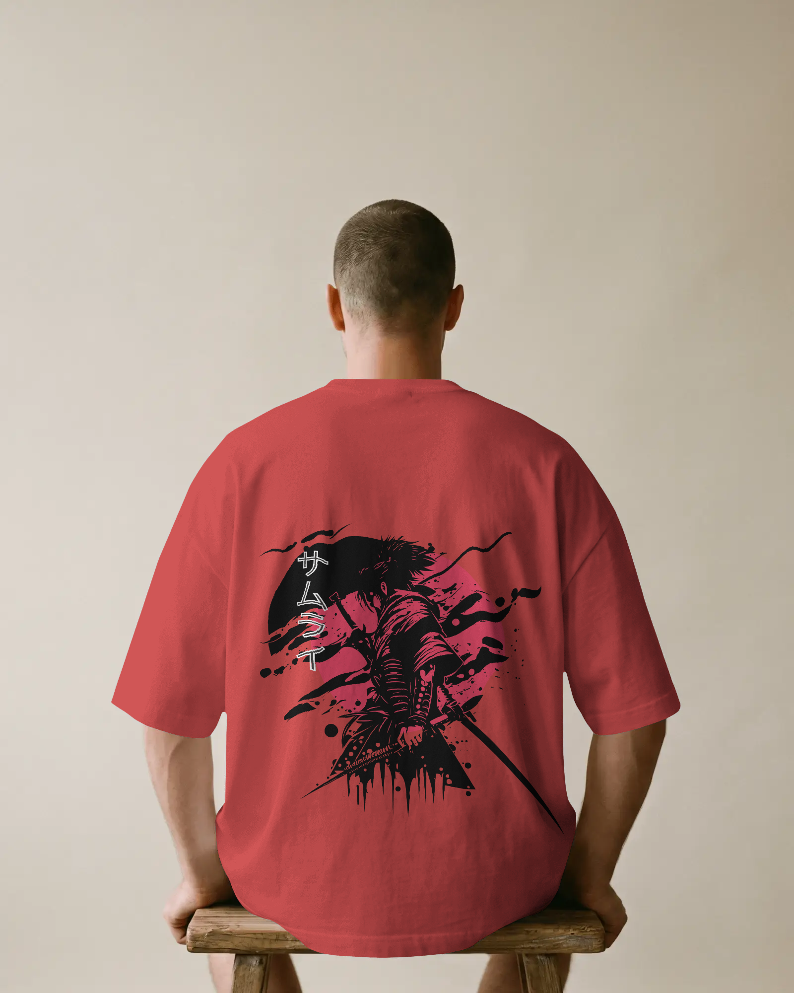 Red Sun Samurai Graphic White T-Shirt | Unisex Streetwear Cotton Tee - Genuine