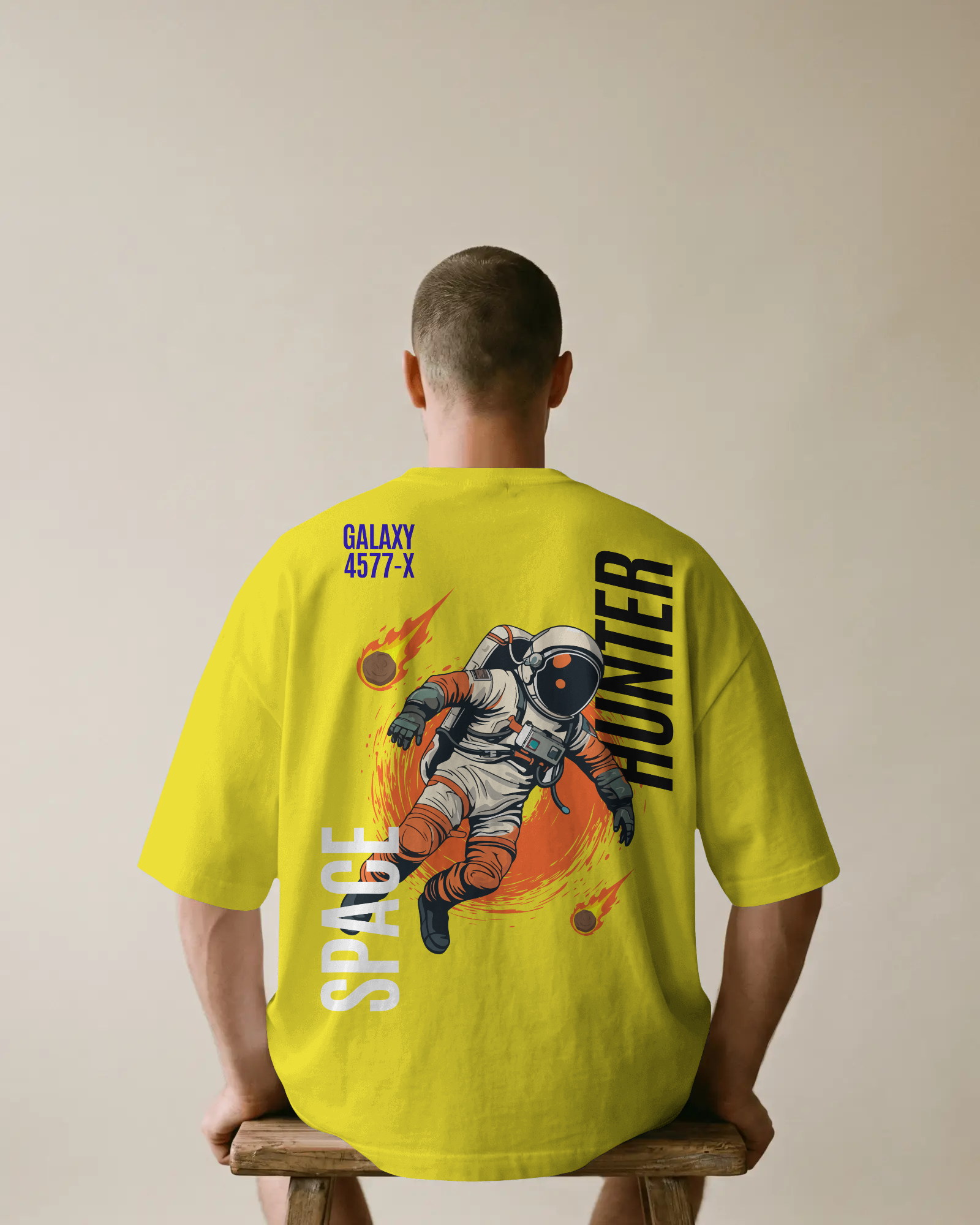 Galaxy 4577-X Space Hunter Sky Blue T-Shirt | Astronaut Back Print Streetwear Tee