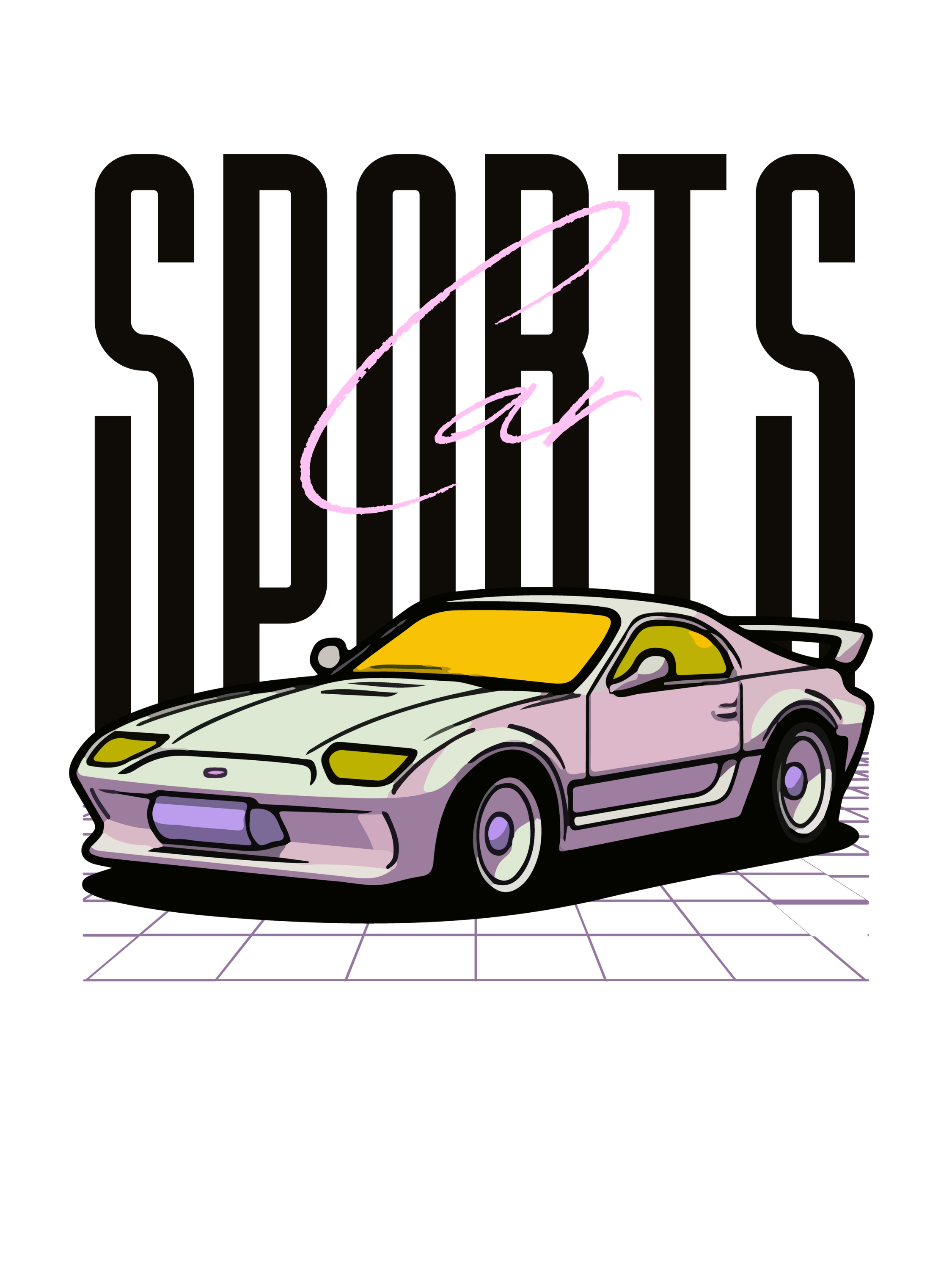 Sports Car Graphic T-Shirt – Retro Street Racing Oversized Tee