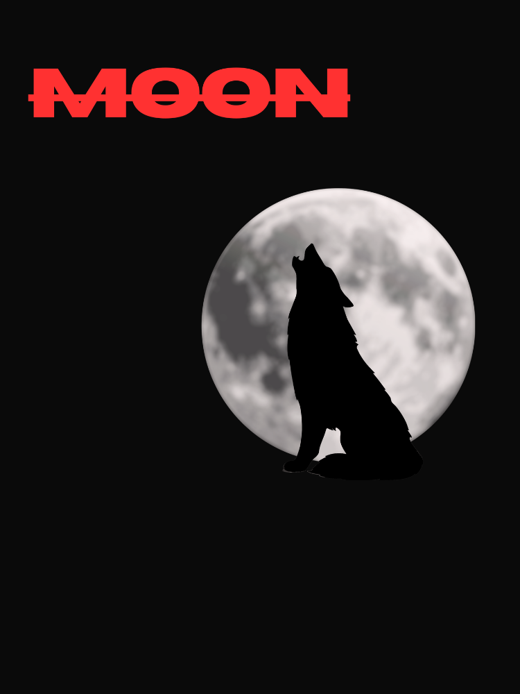Moon Wolf Graphic Oversized Black T-Shirt | Streetwear Unisex Cotton Tee