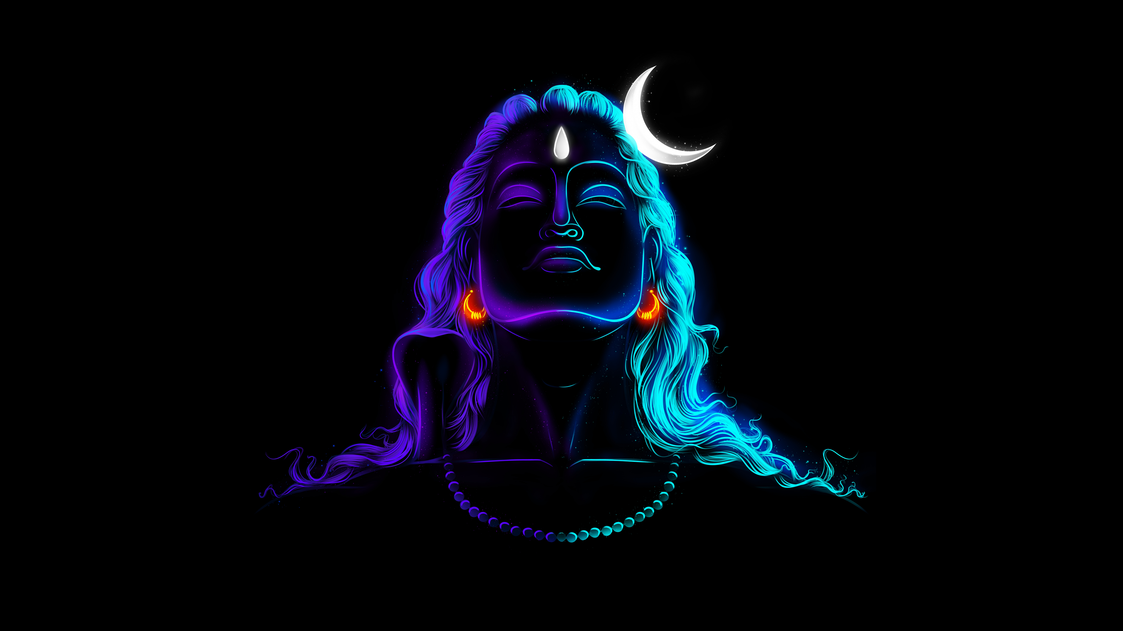 Adiyogi Shiva Neon Art Poster – Cosmic Meditation Wall Decor