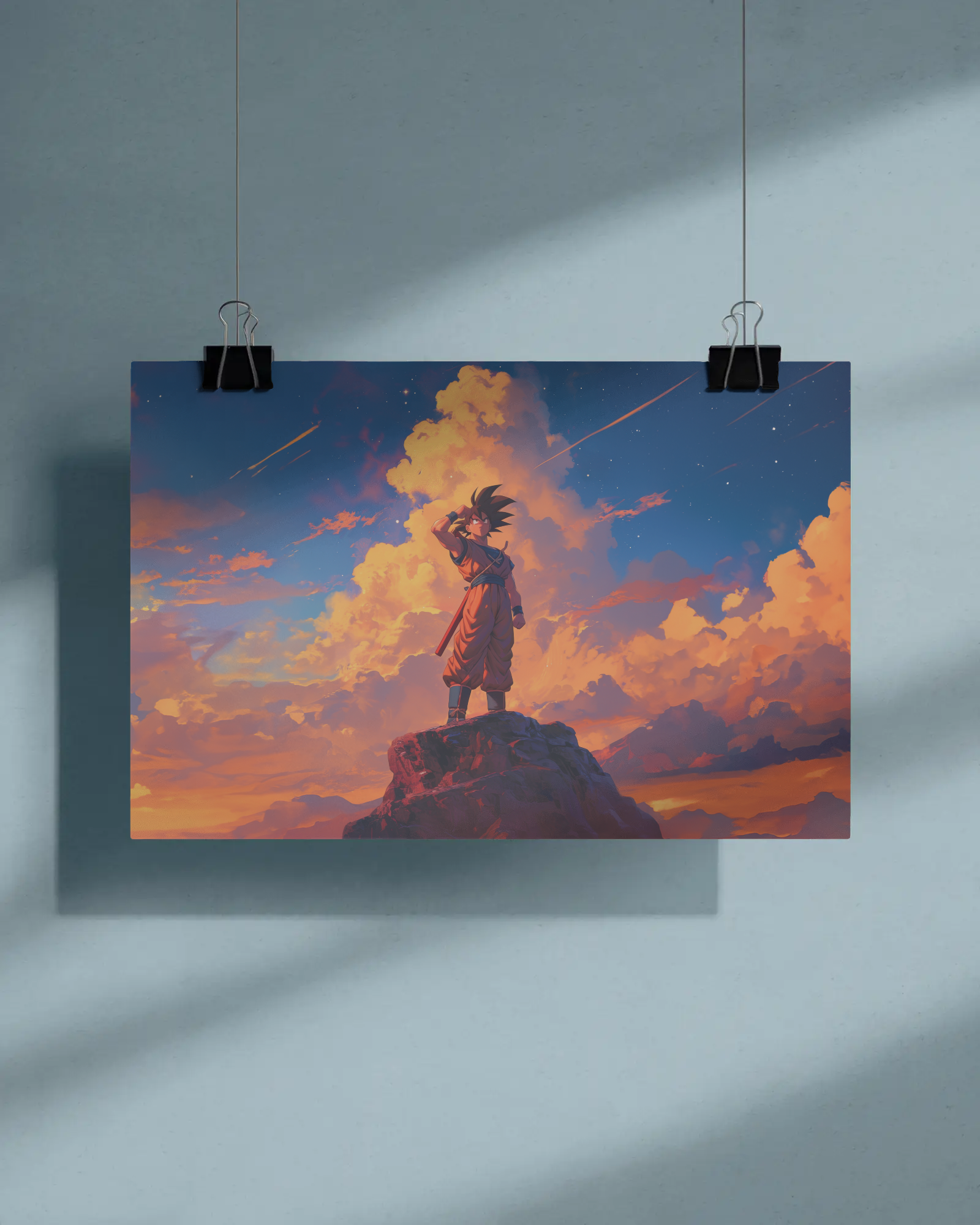 Skybound Resolve – Lone Warrior at Dawn Anime-Inspired Poster