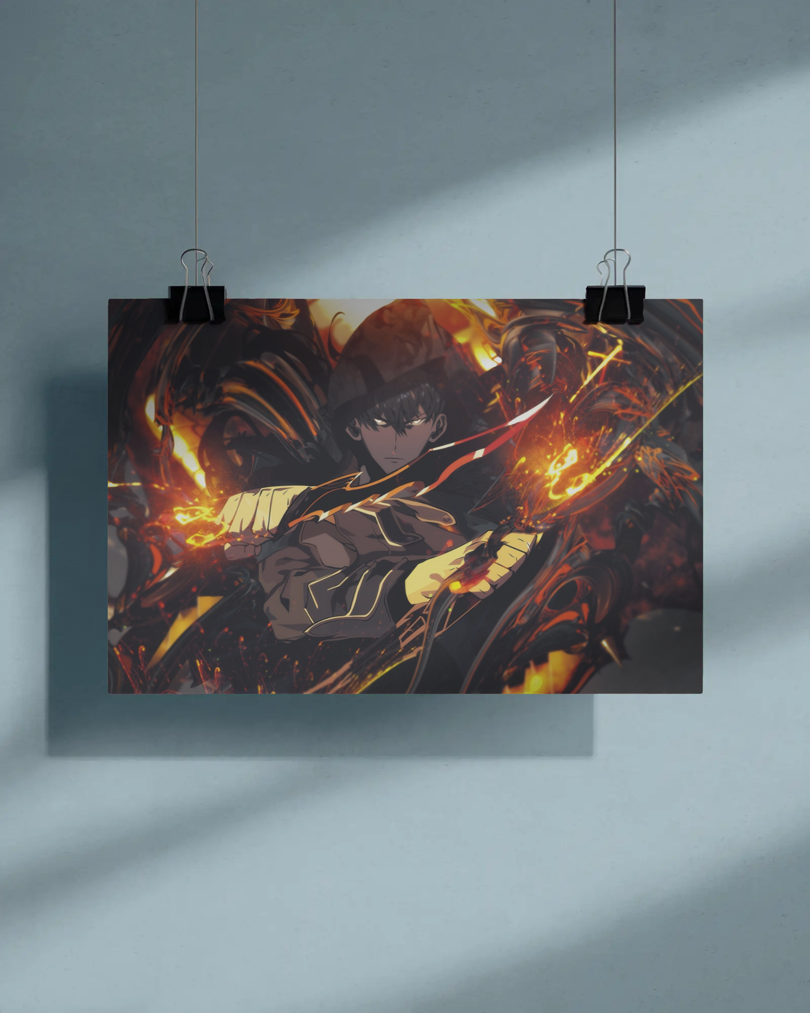 Emberbound Sovereign – Inferno Hunter Anime-Inspired Power Poster