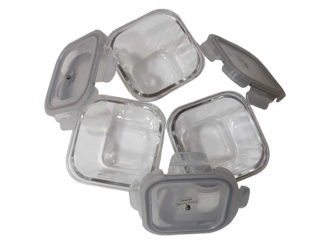 Glass Food Storage Containers with Airtight Lids, Square shape, set of 3