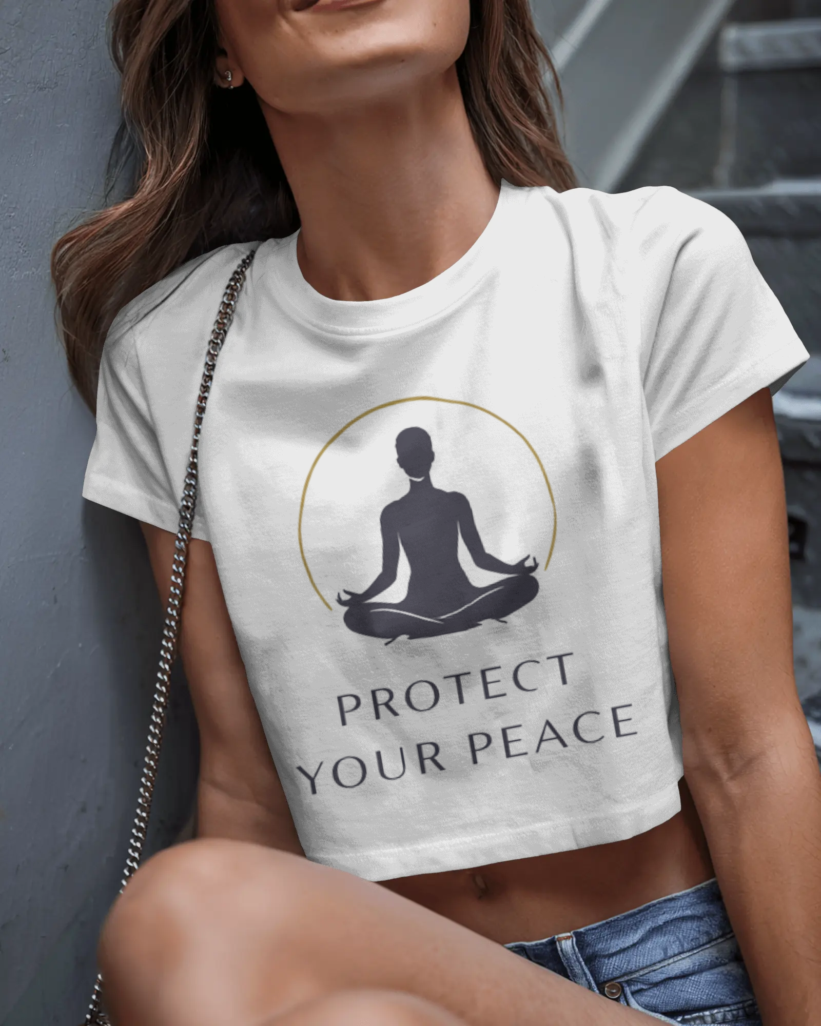 Protect Your Peace Women Crop Top – Minimal Meditation Graphic Tee