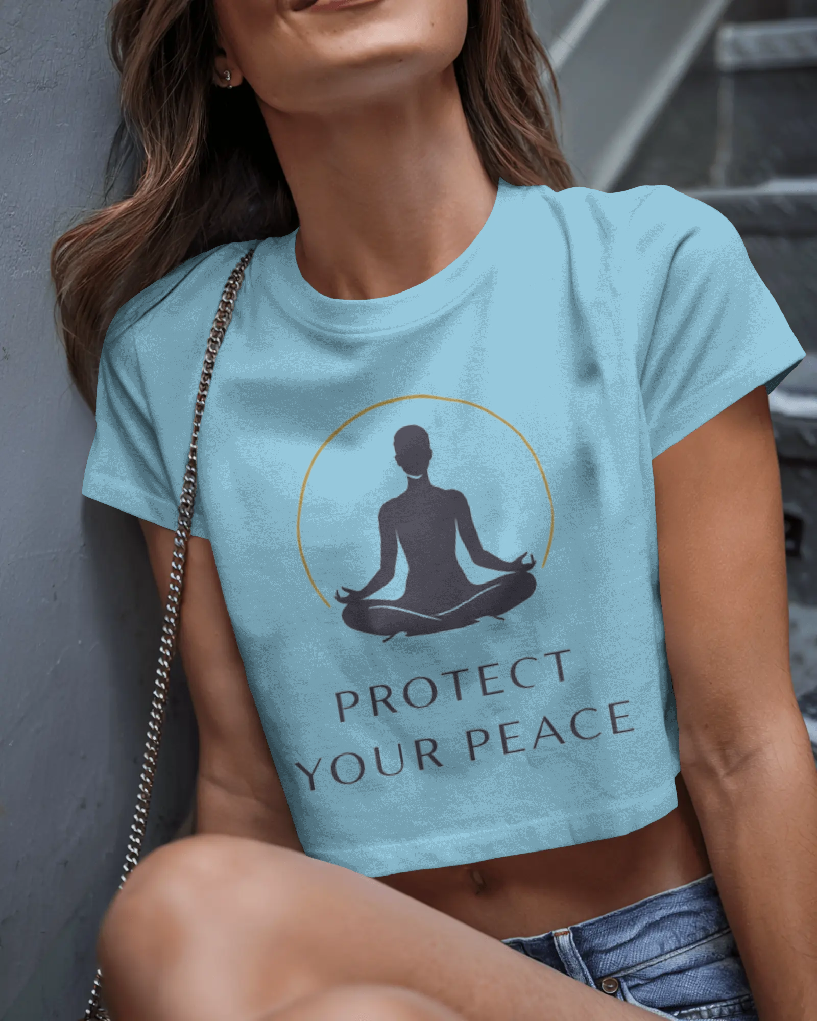 Protect Your Peace Women Crop Top – Minimal Meditation Graphic Tee