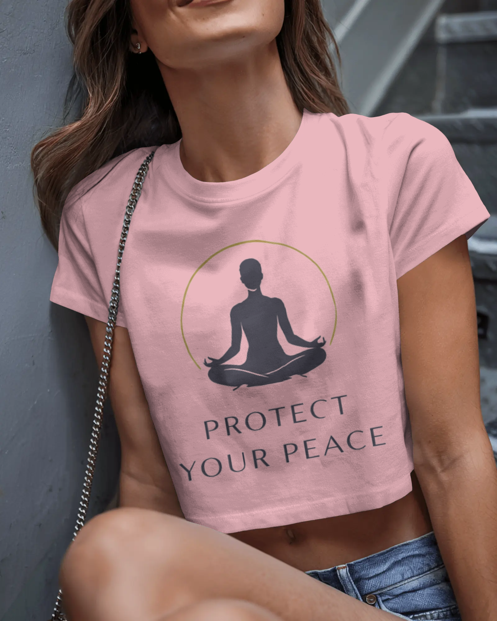 Protect Your Peace Women Crop Top – Minimal Meditation Graphic Tee
