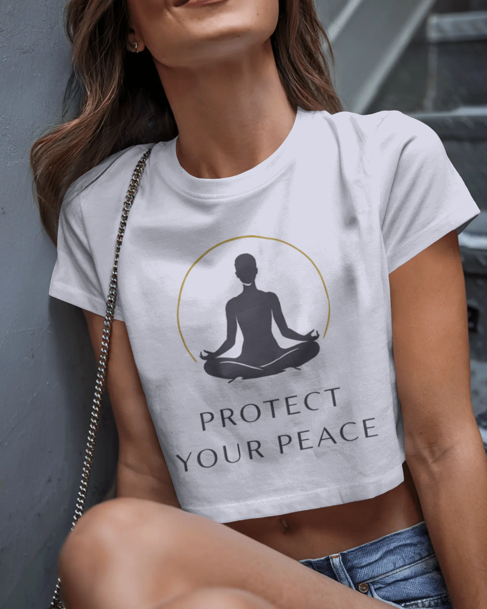 Protect Your Peace Women Crop Top – Minimal Meditation Graphic Tee