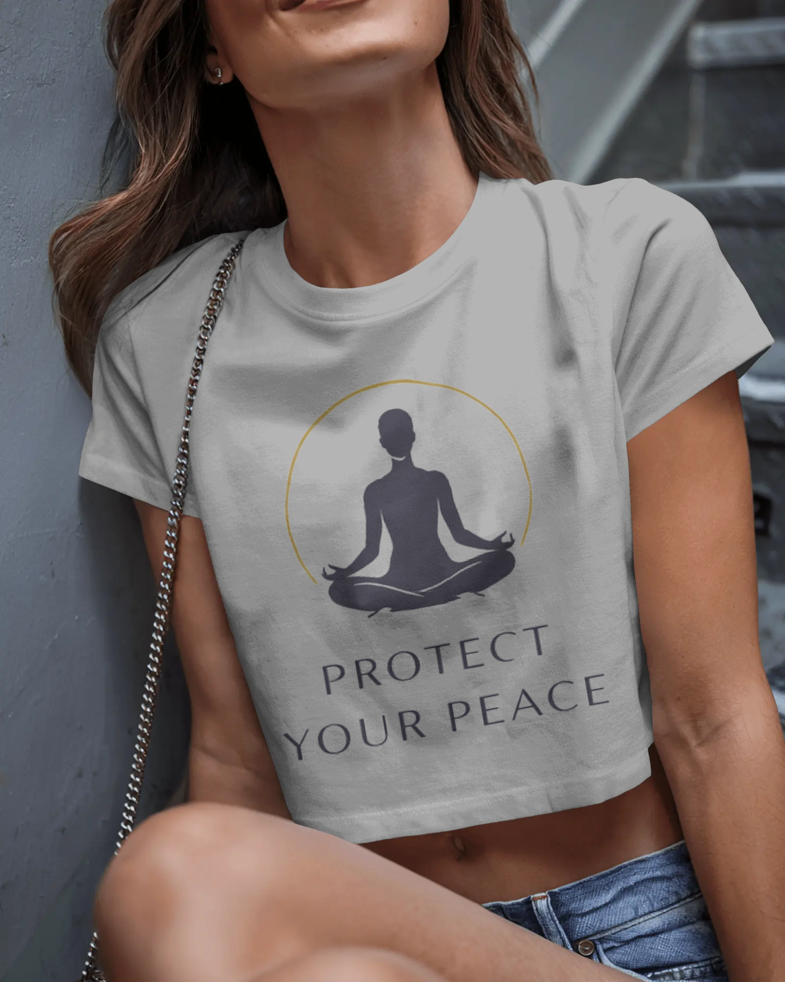 Protect Your Peace Women Crop Top – Minimal Meditation Graphic Tee