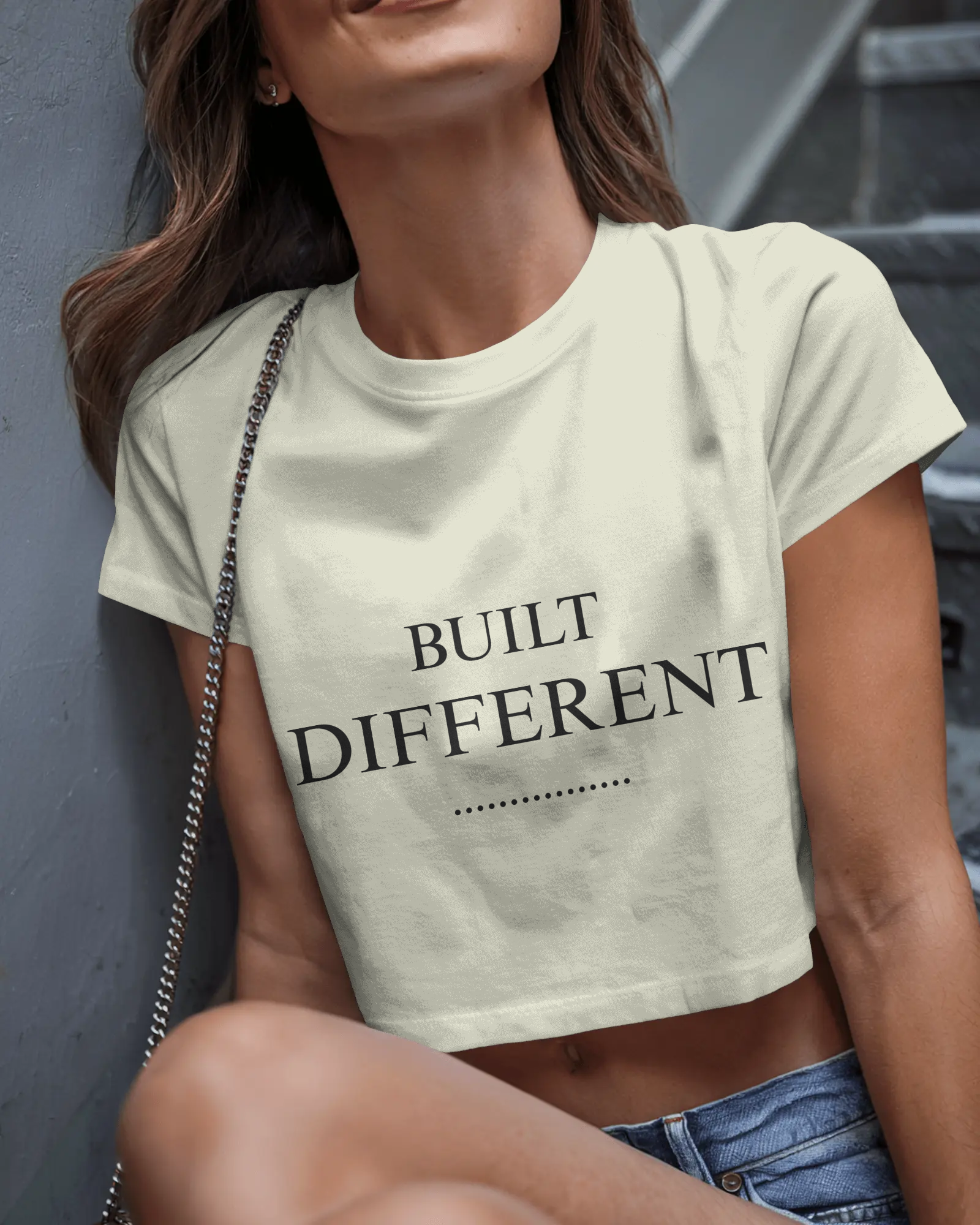 Built Different Women Crop Top – Bold Motivational Graphic Tee