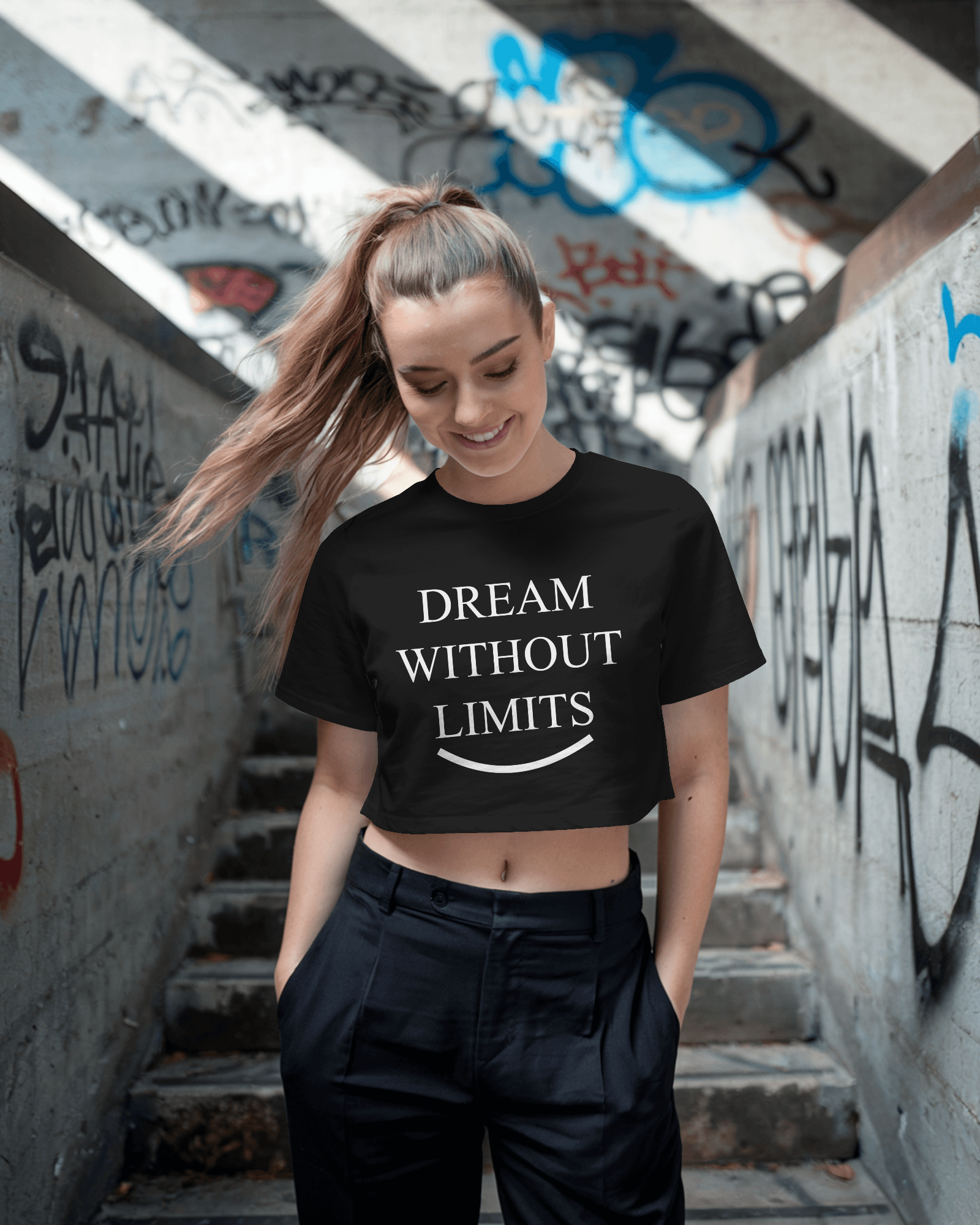 Dream Without Limits Women Crop Top – Inspirational Motivational Graphic Tee