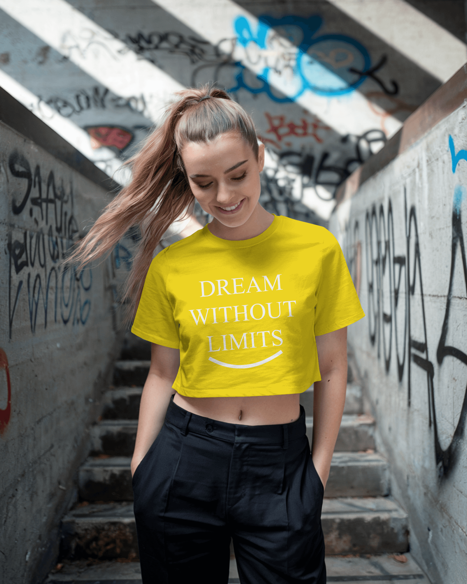 Dream Without Limits Women Crop Top – Inspirational Motivational Graphic Tee