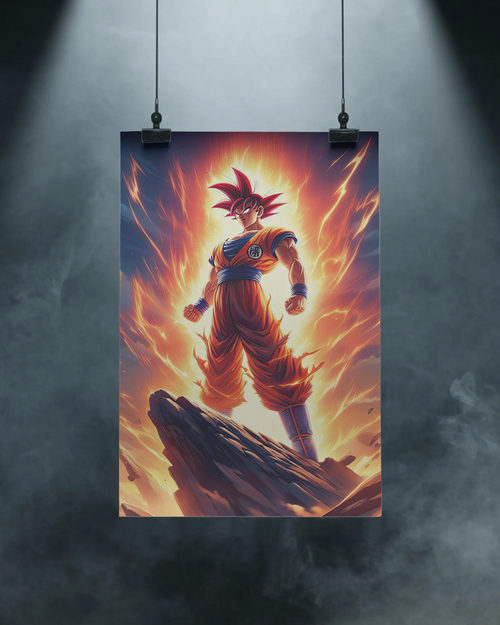 Awakened Saiyan Warrior Poster – Epic Power Anime Wall Art